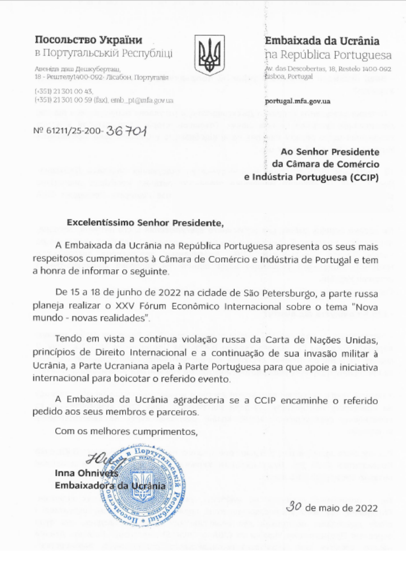 Pedido EmbaixadaDaUcrania